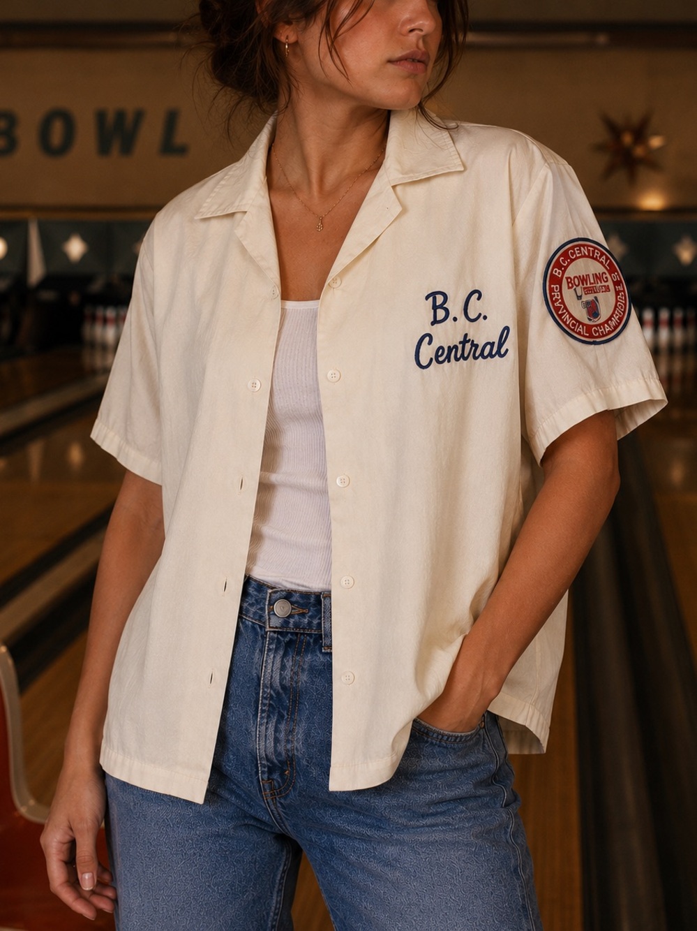 Vintage 70s Bowling Shirt XL B.C. Central Americana Retro